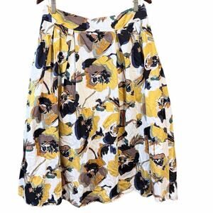 Japanese luxury Cour D’argent bold floral midi skirt 42 Large 100% cotton Korea
